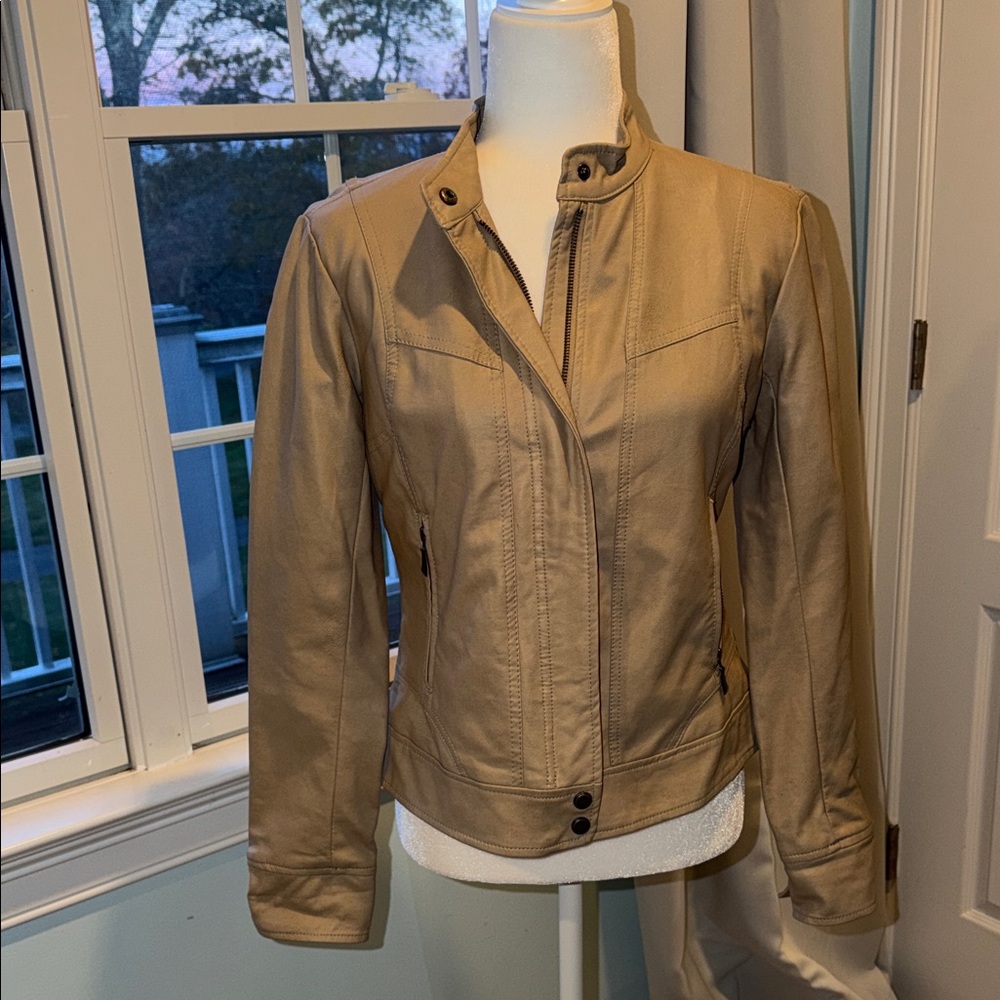 Tan Women's faux leather Jacket LNC